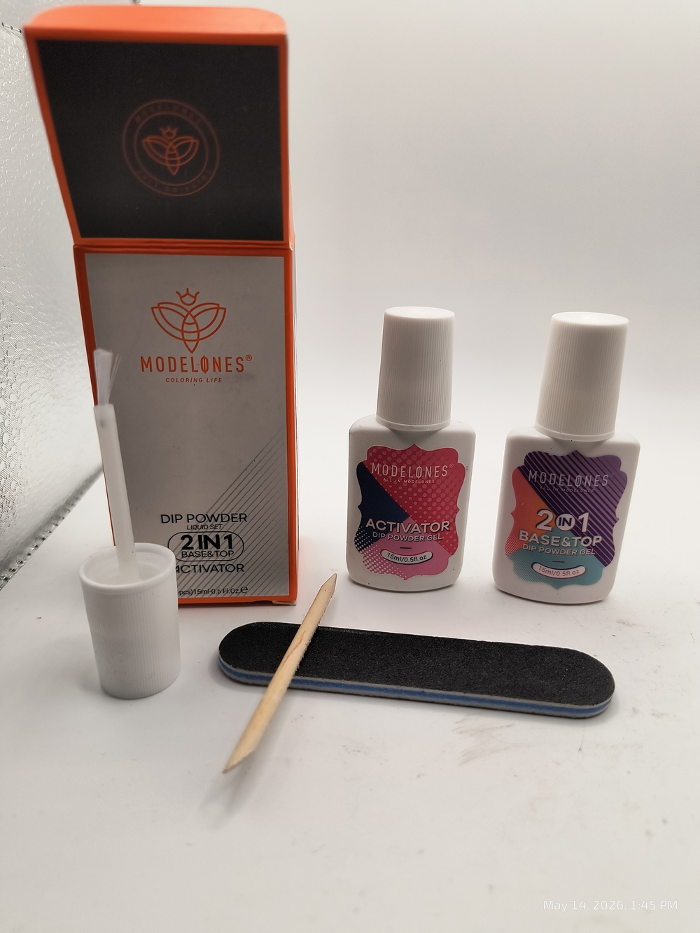 Modelones 2-in-1 Dip Powder Base & Top + Activator Set Unused